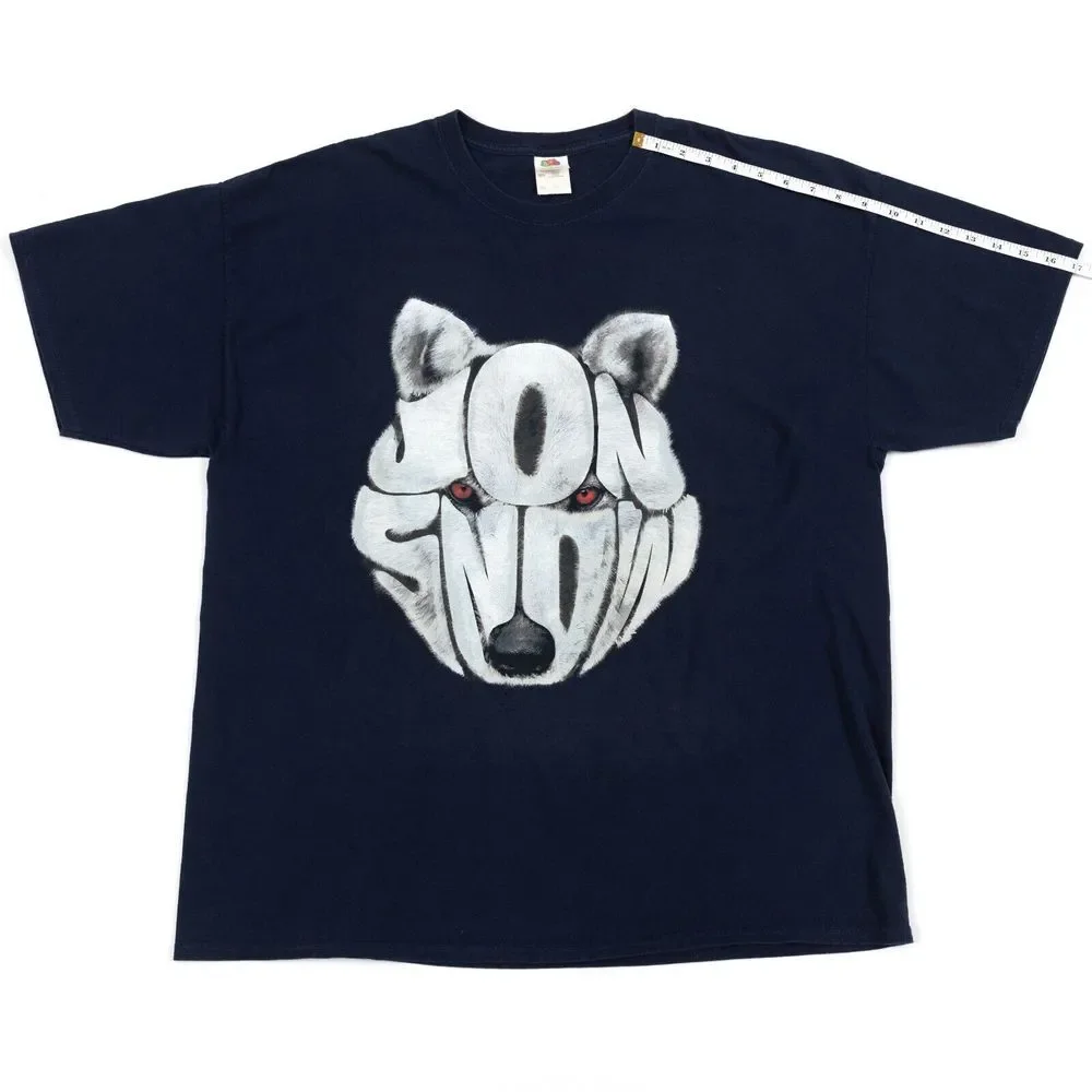 Game Of Thrones Jon‎ Snow Wolf Graphic Print T-Shirt Navy Size 2XL